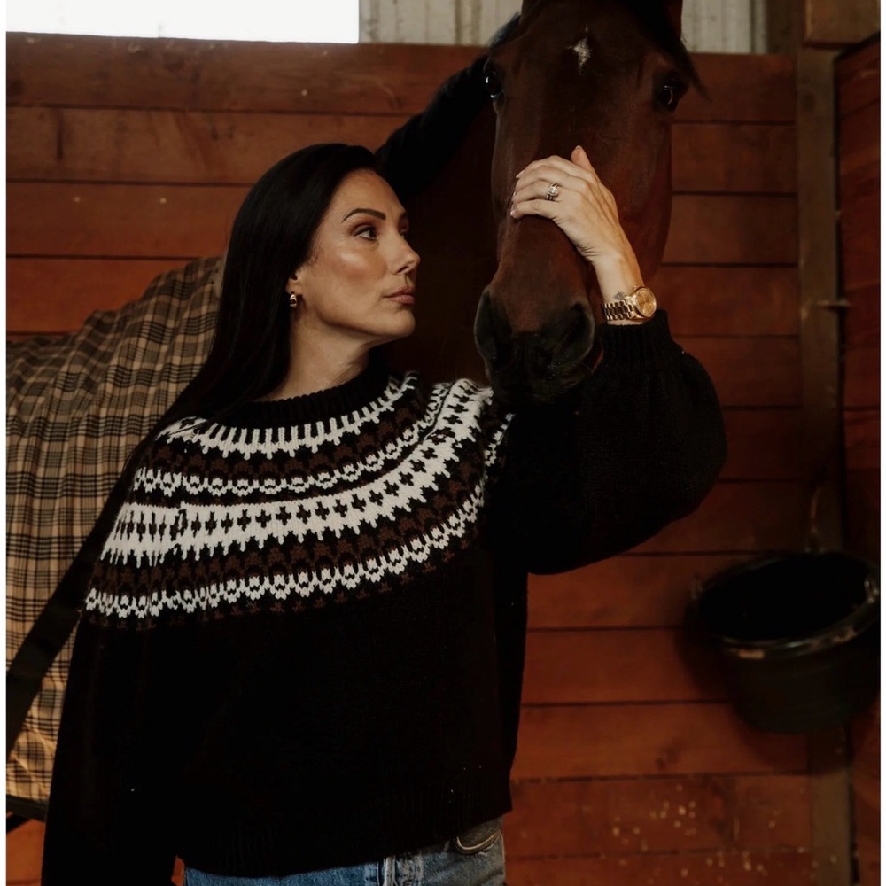 Brunette The Label Black and White Crew Neck Sweater